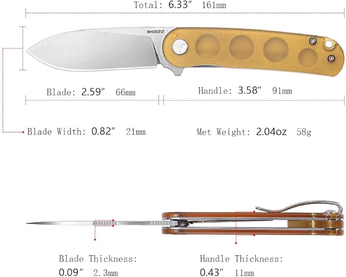 Small EDC Folding Pocket Knife for Man or Woman - 2.59 D2 Steel Satin BladeMini Ultem Handle with ClipClassic Design for Outdoor Camping Hiking &amp Everyday Carry. Han309-JUS