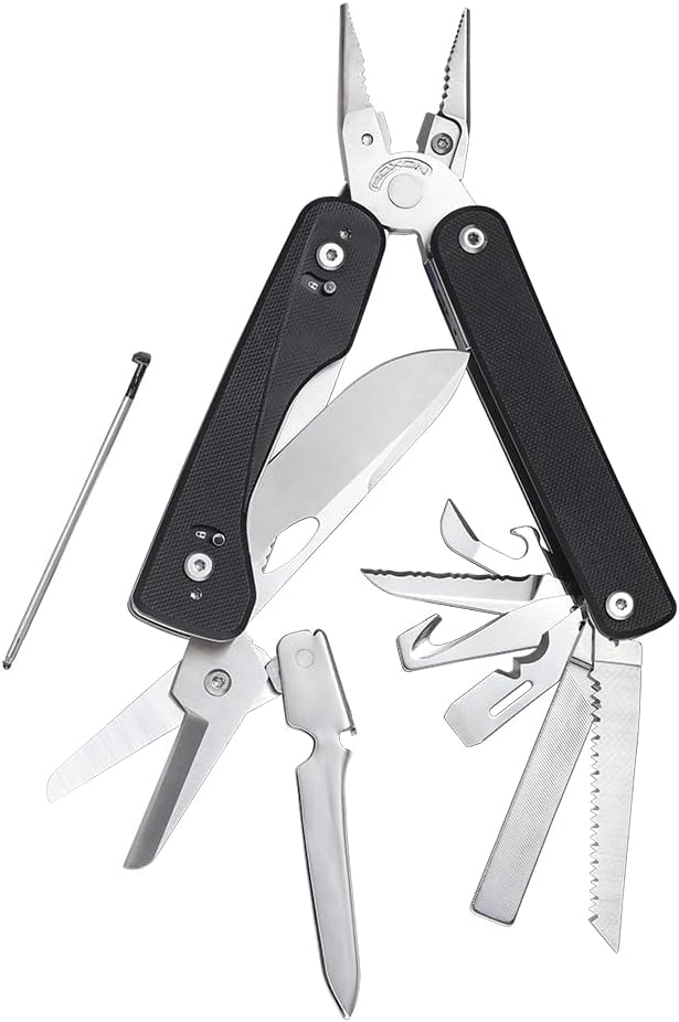 ROXON Flex Titan S805G Multi tool with full size scissors Modular Design and Customizable Tool (Replaceable knife and accessory) 16 tools for Outdoor &amp Camping