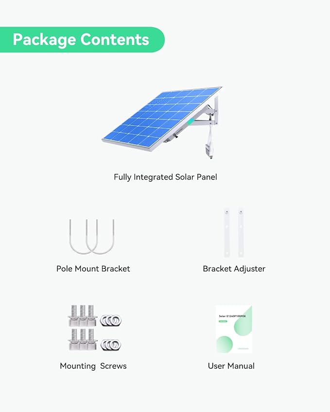 LINOVISION 100W 5-in-1 Smart Solar Power System 3 Ports PoE Built-in LiFePO4 Battery MPPT Charge Controller Remote Monitoring IP66 Waterproof Panel Pole Mount for Security Cameras &amp IoT Devi
