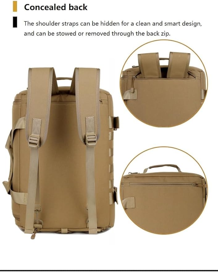 Tactical Backpack Military Molle Hiking 36-55LTriple Bag Army Fan Outdoor Hiking Rucksack Shoulder Bag Black Camouflage