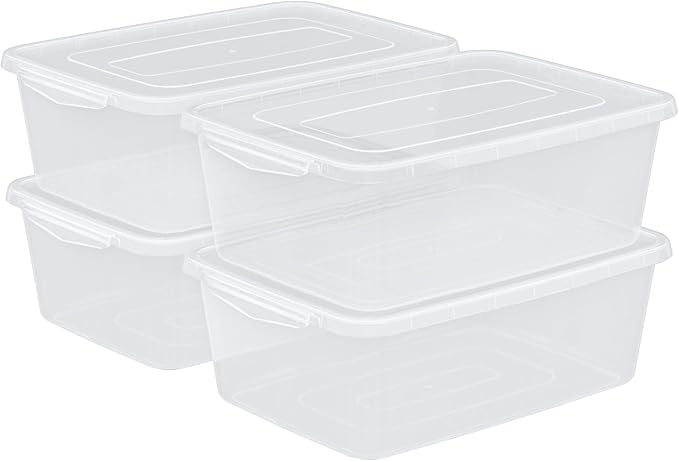 14 Quart Plastic Storage Box Clear Dough Rising Box with Lid Pizza Dough Proofing Containers 4 Packs