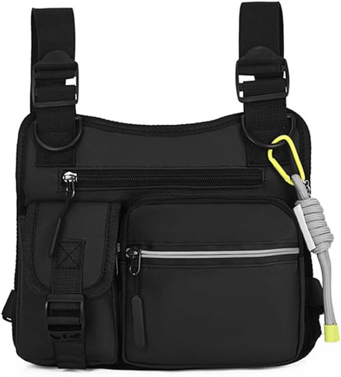 MiOYOOW Tactical Chest Bag Running Vest Backpack with Reflective Zipper Tape Waterproof Sports Chest Pack for Hiking Cycling Hunting Fishing Travelling