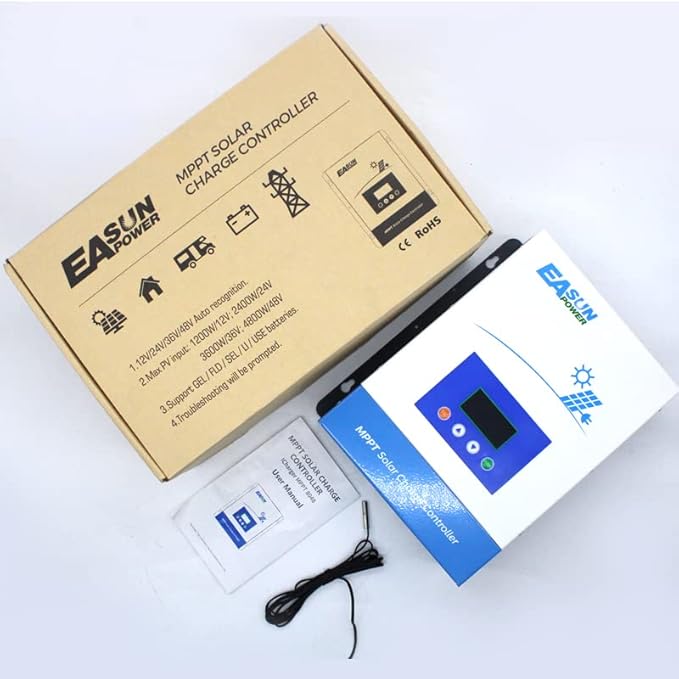 POWLAND 80A MPPT Solar Charge Controller12V/24V/36V/48V AutoMax Input 150V LCD Display Regulator Intelligent Charge Controller for Sealed Gel AGM Flooded Lithium Battery