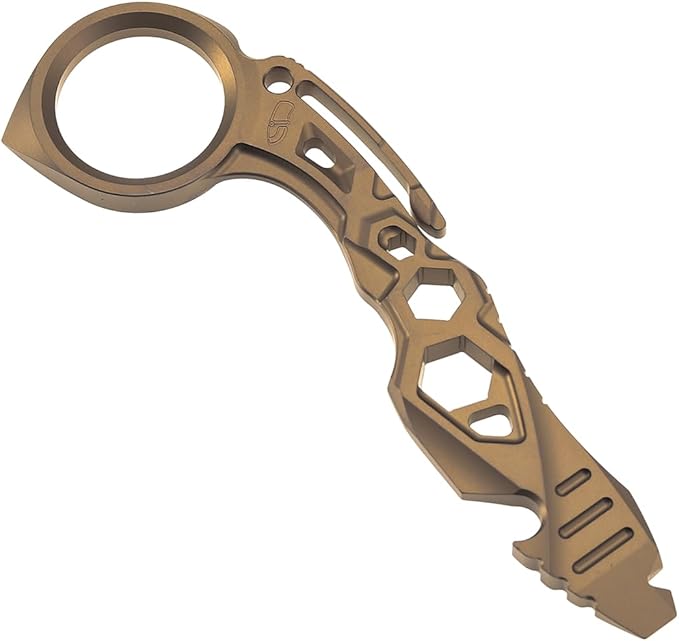KANSEPT PryMate Bronze Anodized Titanium Pry Bar Multitool with Glass Breaker Bottle Opener Hex Bit Pocket Cilp for Your Versatile Companion for Everyday Carry and Camping Accessories G008A6