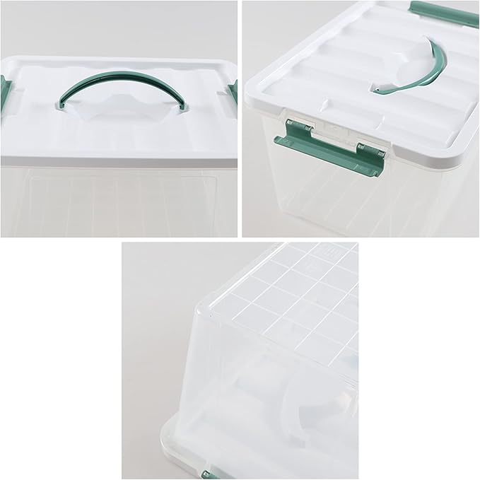 14 Quart Clear Latching Box with Lid &amp handle Plastic Storage Tote Set of 6