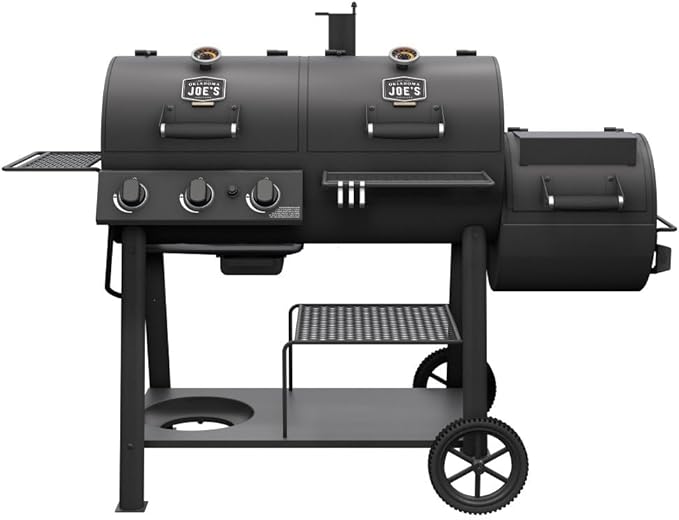 Oklahoma Joe's Canyon Combo Dual Fuel 3-Burner Propane Gas and Charcoal Smoker and Grill with 1031 sq. in. Cooking Area in Black