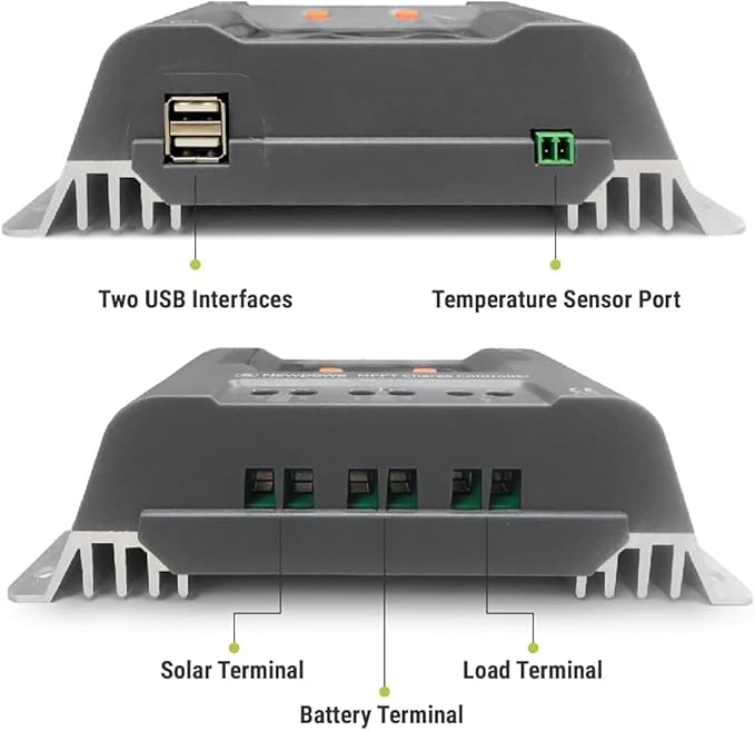 Newpowa 35Watts 12Volt Solar Panel Monocrystalline Off Grid Solar Charge Kit 35W 12V 10BB Solar Panel+10A MPPT Charge Controller+8ft Cord for Connecting Controller to Battery Alligator Clamp