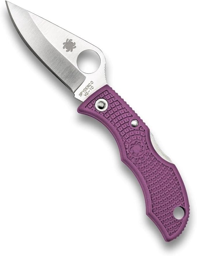 Spyderco Ladybug 3 Signature Knife with 1.93 VG-10 Steel Blade and Lightweight Purple FRN Handle - Plainedge - LPRP3