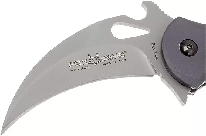Fox Knives 478 Karambit Emerson Wave Folding Pocket Knife - N690Co Stainless Steel Blade Bead Blasted Finish - Black Idroglider Reversible Pocket Clip - Liner Lock Folder