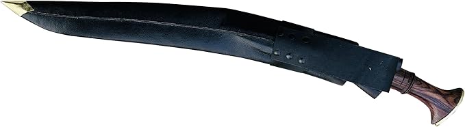 22 Sirupate Kukri - Authentic Hand Forged Blade Large Khukuri - Camping Survival Knife - High Carbon Steel Blade from Nepal - Tempered - Sharp - Rosewood Handle - Water Buffalo Leather Sheath
