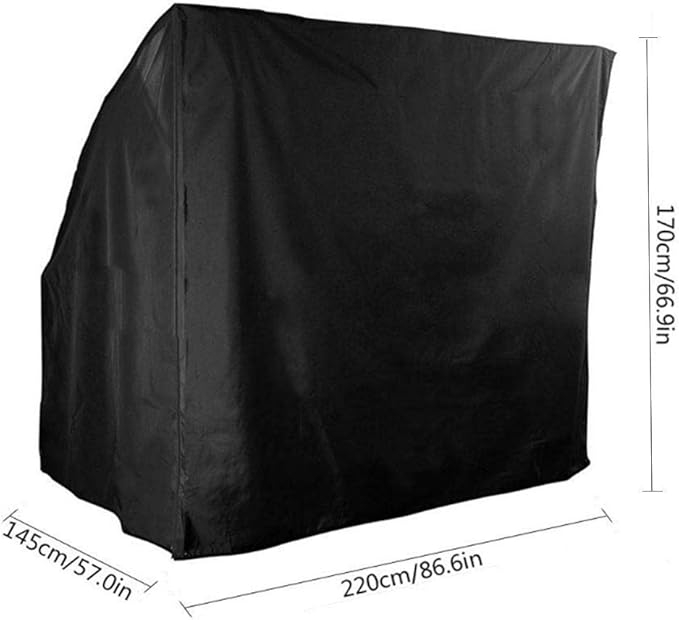 Outdoor Garden Patio Swing Cover Waterproof 3 Seater Hammock Cover Sun Loungers Protection Black 220x170x145CM
