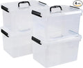 4-Pack 10 L Plastic Latching Storage Bin Clear Storage Box Bin with Handle