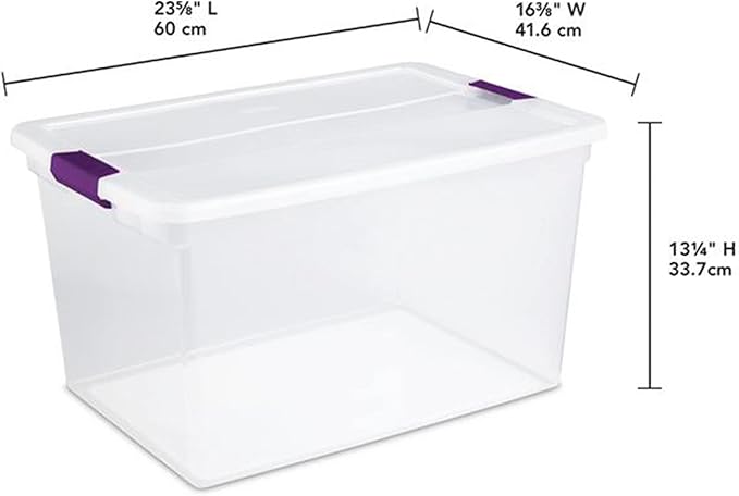 Sterilite Clear Plastic Storage Totes 6 Pack 64 Quart and 6 Pack 66 Quart Bins with Lids