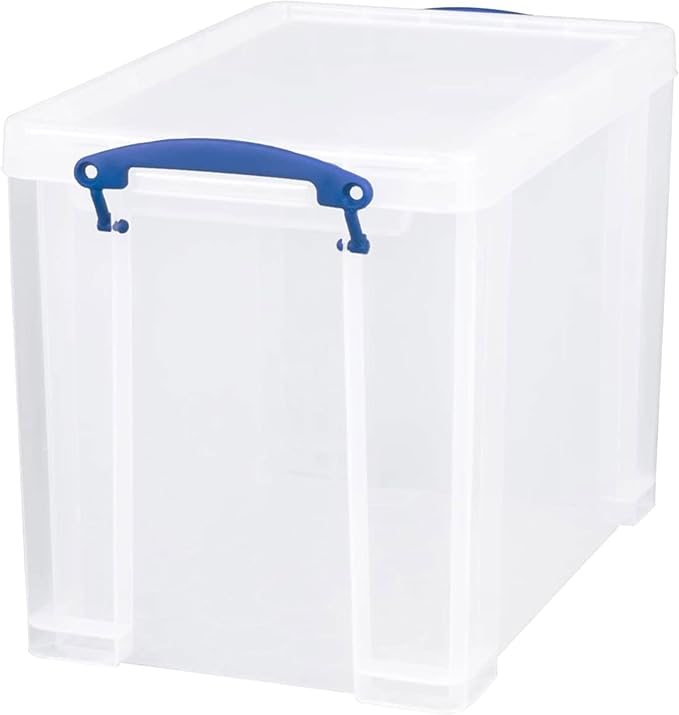 Really Useful Box 19 Liter Plastic Stackable Storage Container w/Snap Lid &amp Built-in Clip Lock Handles for Home &amp Office Organization Clear (5 Pack)