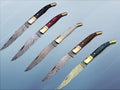 Damascus Depot Laguiole style Folding knife with real Damascus steel blade 8.5 Long with 4 hand forged twist patren Blade. wood Camel Bone and Bull horn scale with brass bolster. Cow hide leather