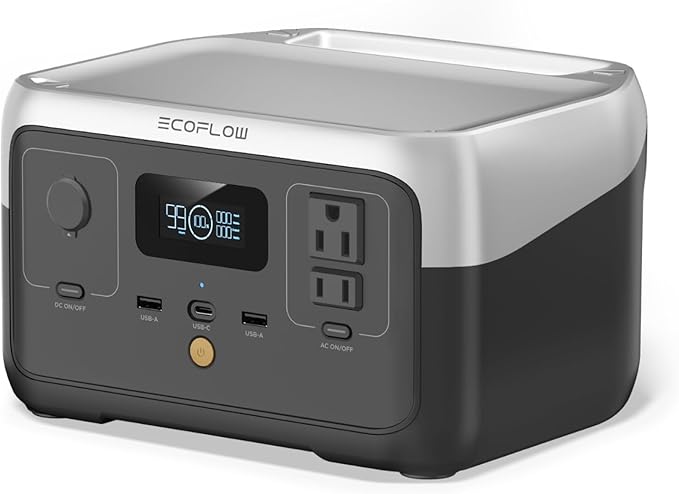 EF ECOFLOW Portable Power Station RIVER 2 256Wh LiFePO4 Battery/ 1 Hour Fast Charging 2 Up to 600W AC Outlets Solar Generator (Solar Panel Optional) for Outdoor Camping/RVs/Home Use
