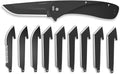 OUTDOOR EDGE RAZOR VX1 Black with 3 Black Drop Point Blades 1 Serrated Blade &amp 6 Tantos - Replaceable Blade EDC Folding Pocket Knife - 3 Stainless Blade Black Anodized Aluminum Handle