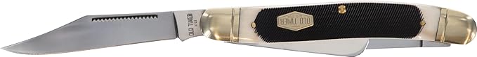 Old Timer 858OTB Genuine Bone Lumberjack Stockman Traditional Folding Pocket Knife with 3 Mirror-Polished High Carbon SS Blades and Ergonomic Handle for EDC Camping Whittling Hunting and Outdoor