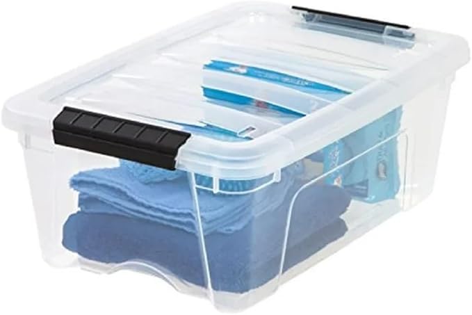 iris Buckle Up Storage Box 12.9 Quart Clear 4 Count