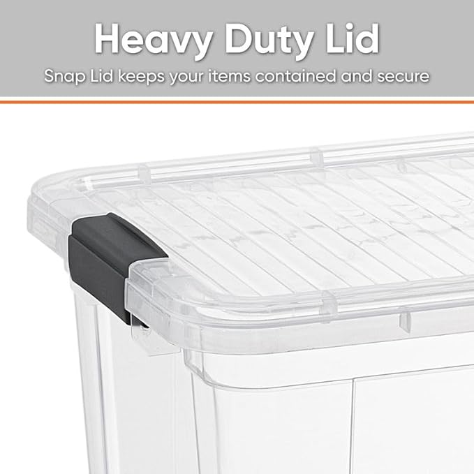Superio Clear Storage Boxes with Lid 2 Pack Plastic Container Bins for Organizing Stackable Crates BPA Free Non Toxic Odor Free Organizers for Home Office School and Dorm (36 and 49 Qt)