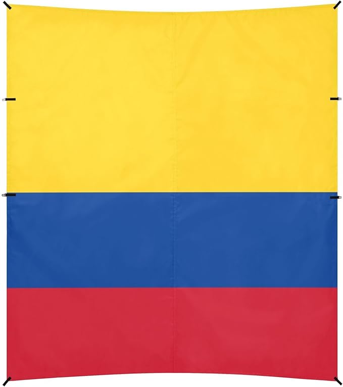Colombia Colombian National Flags Blue Red Yellow Foldable Beach Cabana UPF50+ Protection Easy Setup Sun Shelter with Sandbags Sand Shovel Poles for Backyard and Camping