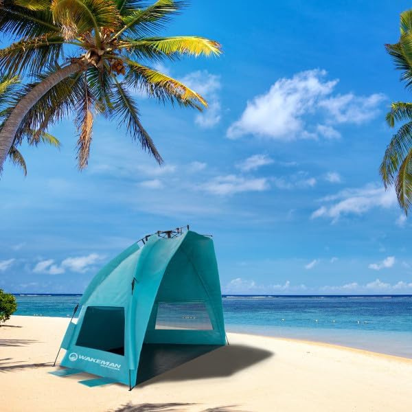Beach Tent Sun Shelter - UPF50+ UV Protection Portable Sun Canopy for Beach Cabana - 2-3 Person Pop Up Beach Tent - Beach Essentials by Wakeman