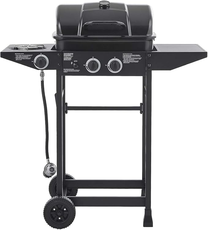 2-Burner Propane Gas BBQ Grill with Side Burner 24000 BTU Stainless Steel Barbecue Grill with Cast Iron Grates and Side Table for Outdoor Cooking Kitchen Patio