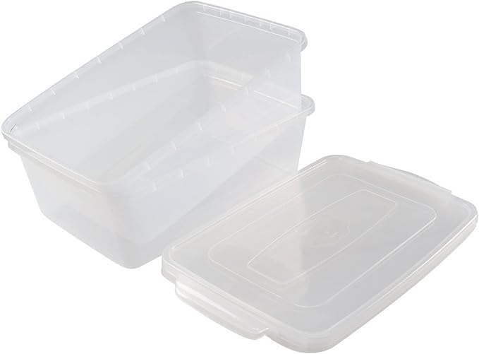 16 Quarts Clear Storage Container with Lid Plastic Shoe Box Latch Boxes set of 2