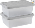 Wekioger Plastic Home Storage Bin with Grey Lid 14 Quart Frosted Clear Latching Bin 2 Packs