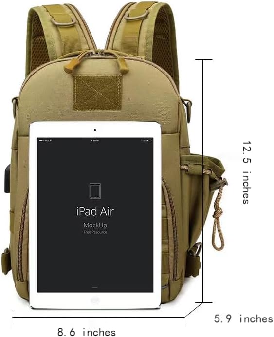 Sports Crossbody Bag Iarge Capacity Single Shoulder Dual Shoulder Tactical Backpack USB Port Design