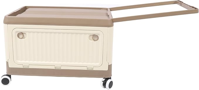 Foldable Storage Bin with Lid Wheels Stackable Rolling Utility Storage Container with Handle Clothes Books Snack Shoe Grocery Collapsible Bins with Lids (L (71x50cm/28x19.7in))