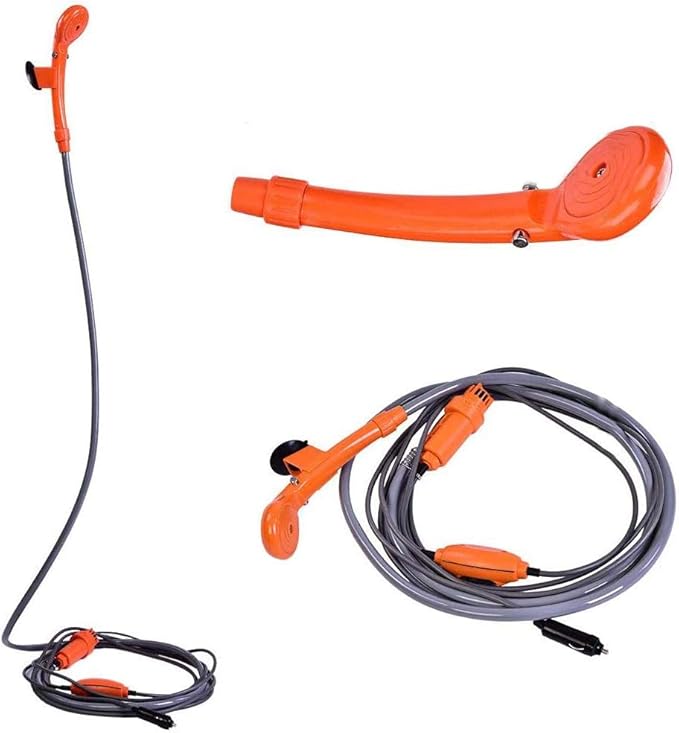 Zerone Camping Shower Portable Outdoor Shower Kit 12V Car Plug Vehicle Mounted Shower Kit for Camping Travel Outdoor Camp Showerhead Kit with Strong Pump Cable Length: 4.88m/16ft