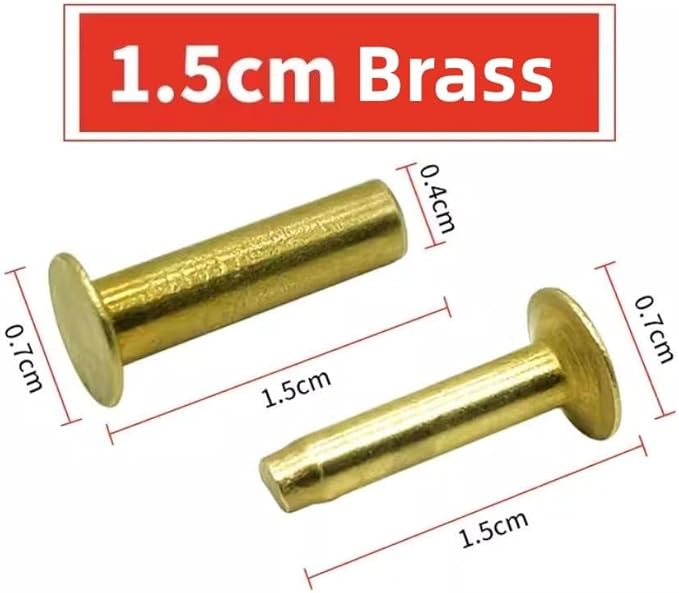 15 Sets 4MM Brass and Stainless Screw Rivets are Suitable for Kitchen Knife Handle Attachment(Brass)