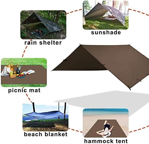 KALINCO Waterproof Camping Tarp Tent Hammock Rain Fly 13X13FT Mutifunctional Tent Footprint Lightweight Tarp for Camping Hiking and Survival Shelter