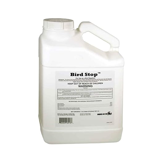 Bird-X Bird Stop Liquid Invisible and Effective Bird Removal Liquid Keep Birds Away Contains Methyl Anthranilate Easy to Apply BS-GAL 1-Gallon
