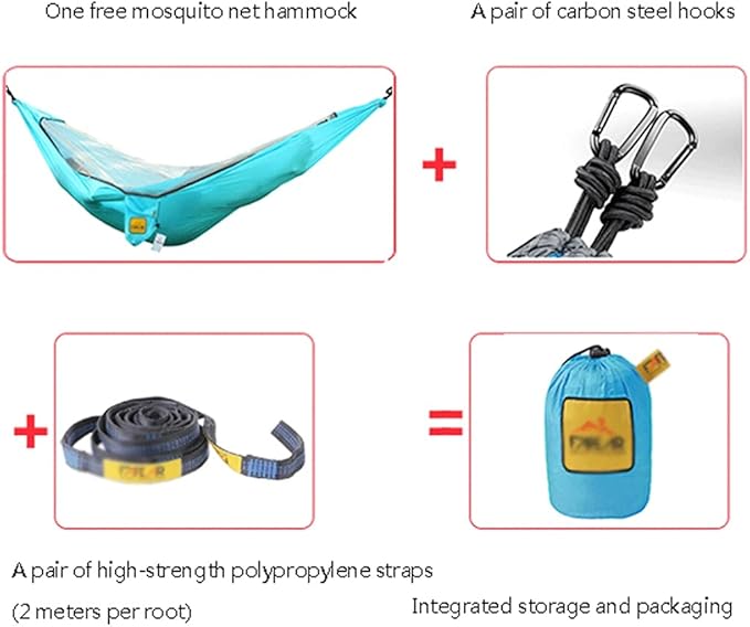 Portable Hammock Camping Hammock Double Portable Hammock Lightweight Nylon Parachute Hammocks for Patio Backyard （Expanded size: 270* 140cm） for Backpacking Beach ( Color : Dark green Size : 270*140