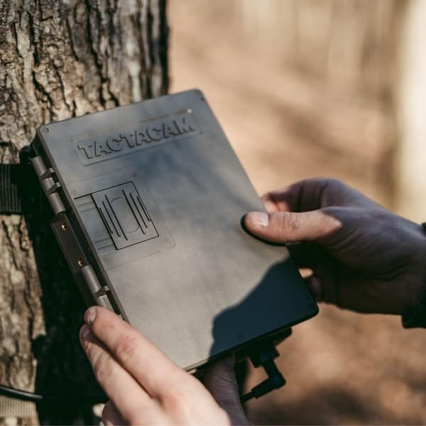 Tactacam Reveal Folding Solar Panel – 7.2W Output Built-in Lithium Battery Powers Trail Cameras Compatible with Reveal &amp Defend Cams Portable Design 12V/2A Output