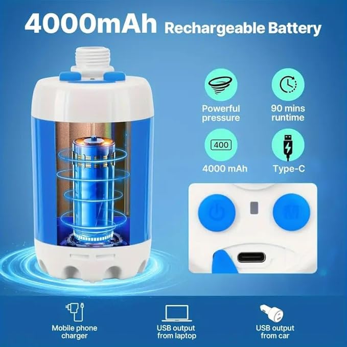 Portable Camping Shower Pump-Rechargeable Outdoor Shower Head Sprayer 2025 Portable Electric Camping Outdoor Shower with Digital Display &amp Multiple Spray Modes for CampingTraveling