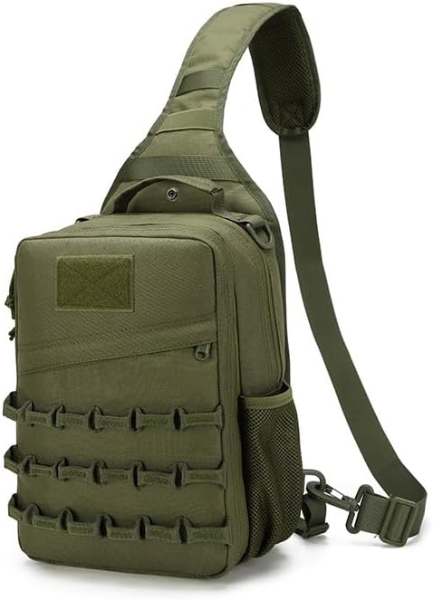 Outdoor Sports Hiking Sling Bag Shoulder Pack Camouflage Tactical Molle Chest Bag - Green