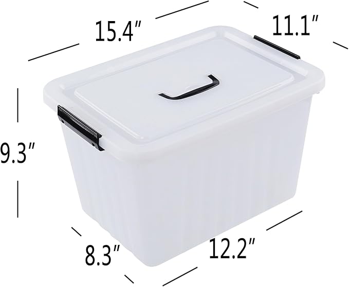 Wekioger 22 Quart Plastic Container Box with Lid Set of 4 Latching Storage Bin with Handle Clear
