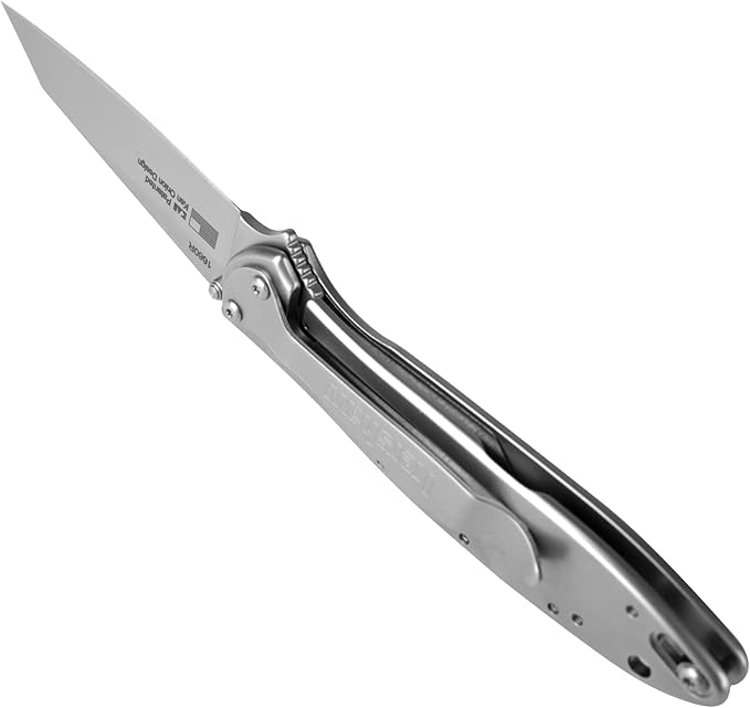 Kershaw Leek BlackWash Pocket Knife (1660BLKW) 3 Sandvik 14C28N Steel Blade 410 Stainless Steel Handle BlackWash Finish SpeedSafe Assisted Open Frame and Tip Locks Reversible Pocketclip 3 OZ