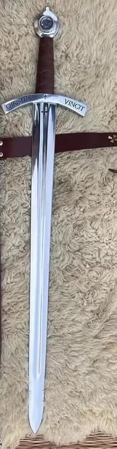 DARK WARRIOR-Handmade Medieval The Accolade Sword of The Knights Templar Replica Viking Sword with Scabbard Stainless Steel Blade Decoration Collection Cosplay (Templar) (Medieval Viking 1)