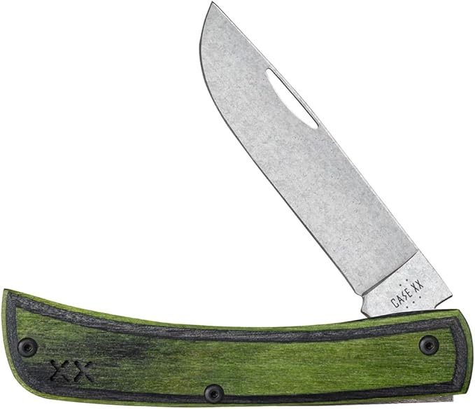 Case XX WR Pocket Knife Crossroads EDC Sod Buster Jr GREEN/BLACK LAMINATE WOOD S35VN Blade Item #66383 - (XR10137 S35VN) Length Closed: 3 5/8