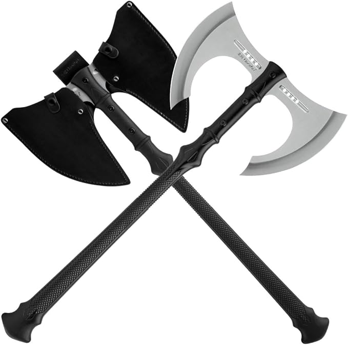 Honshu Double Headed Axe | Injection Molded Nylon Handle | Lightweight and Balanced | Leather Belt Sheath Included | 27 1/5 Over All