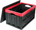 GUOZI 30 Liter Collapsible Storage Bin with Lid Durable Plastic Folding Storage Crate Stackable Storage Box Organizer Container for Keepsake Toy Photos Office Nursery Wardrobe Bookshelf etc.