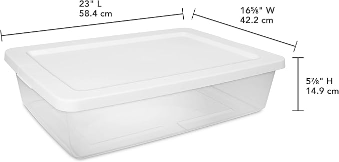 (2 pack) Small Storage Bin 28 Quart Clear Plastic Storage Container with Snap-On Lid White