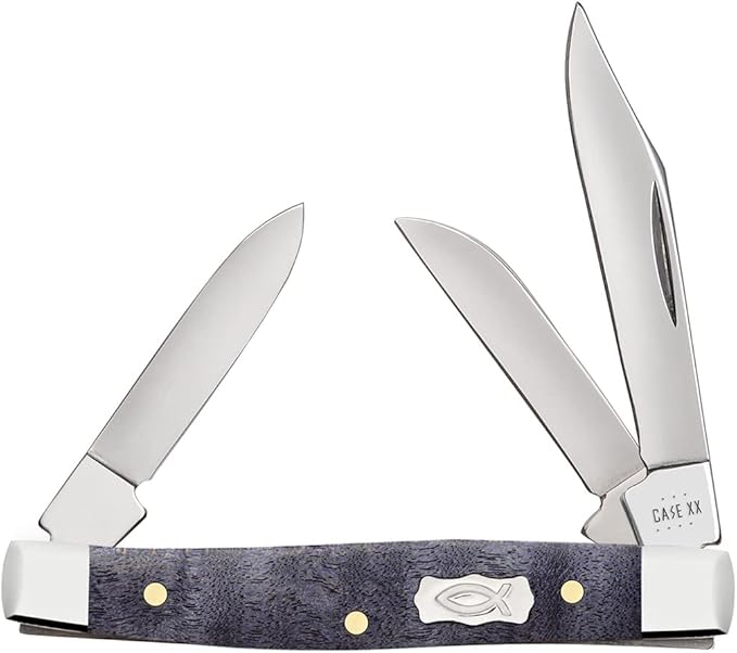 Case XX Small Stockman Smooth Purple Curly Maple Wood Pocket Knife CA80547