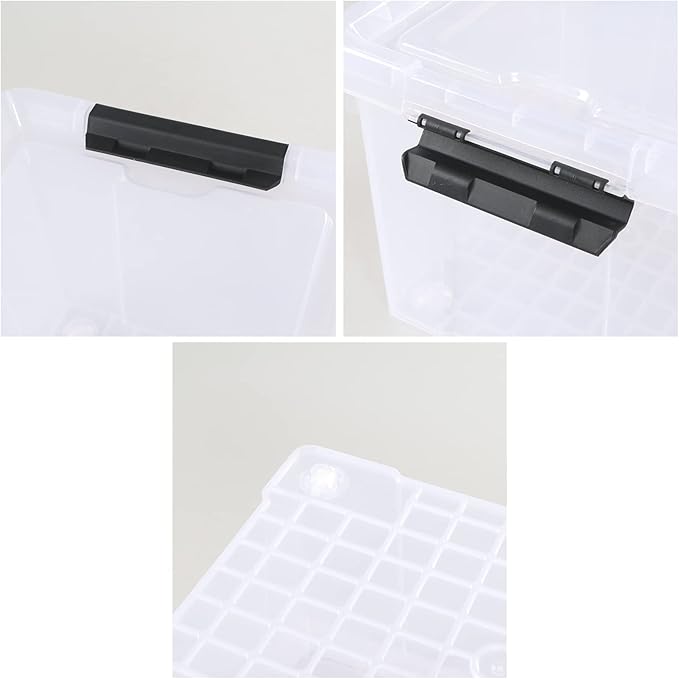 4 Pack 22 L Clear Plastic Storage Box with Wheels Latch Storage Bin with Lid