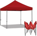 Automatic Folding Tent 3 x 3 m Waterproof Awning Height Adjustable Steel Frame Black/White/Red/Blue (Red)