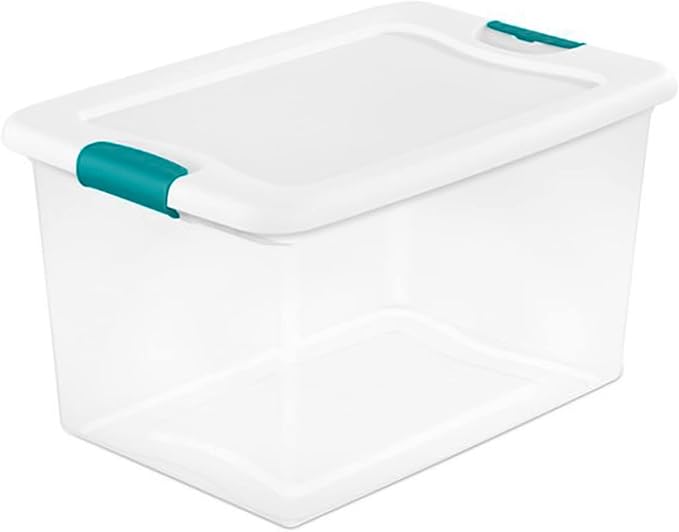 Sterilite Clear Plastic Storage Totes 6 Pack 64 Quart and 6 Pack 66 Quart Bins with Lids